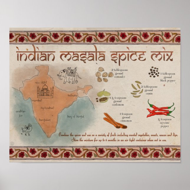 Reiserezepposter: Indian Masala Gewürz Mix Poster (Vorne)