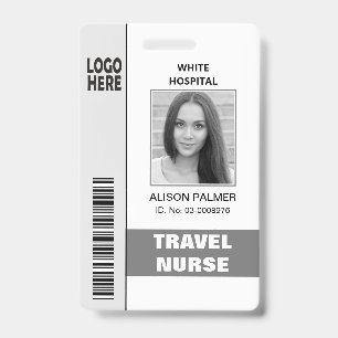 Reiserkrankenschwester-Logo-Foto-ID-Vorlage grau Ausweis