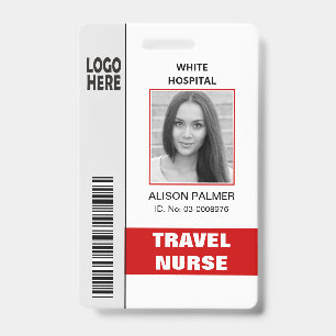 Reiserkrankenschwester-Logo-Foto-ID-Vorlage rot Ausweis