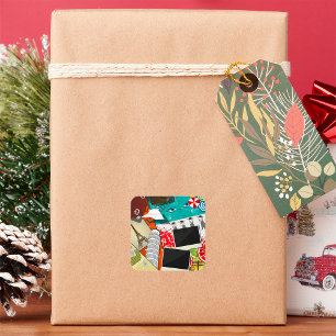 Reiserollage mit Ikonischen Sehenswürdigkeiten Url Quadratischer Aufkleber