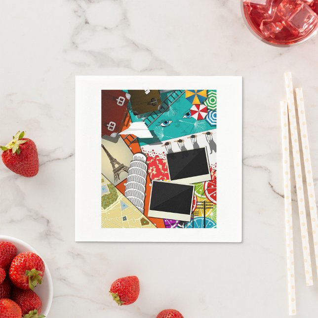 Reiserollage mit Ikonischen Sehenswürdigkeiten Url Serviette (Von Creator hochgeladen)