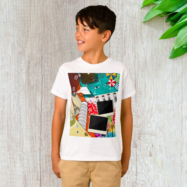 Reiserollage mit Ikonischen Sehenswürdigkeiten Url T-Shirt (Von Creator hochgeladen)