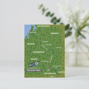 Reiserückblick-Karte des Rheins. Postkarte