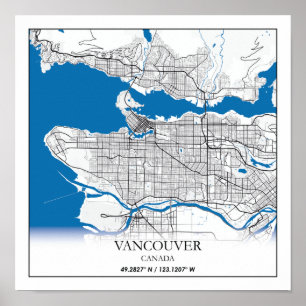 Reisestadtplan Vancouver British Columbia Kanada Poster