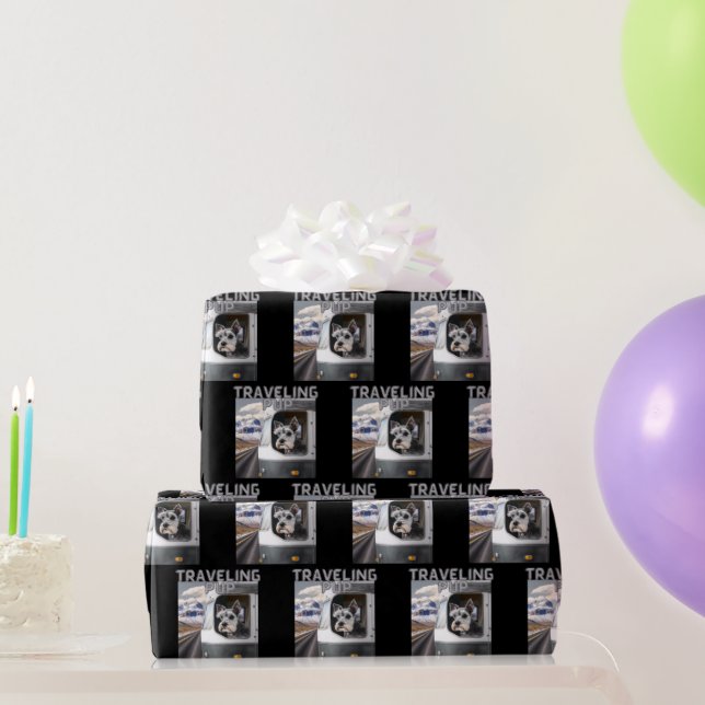 Reisetasche Schnauzer Hund schwarzes Wrapping Pape Geschenkpapier (Partygeschenke)
