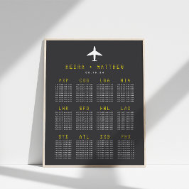 Reisethema Flughafencode Hochzeitsstichtabelle Poster