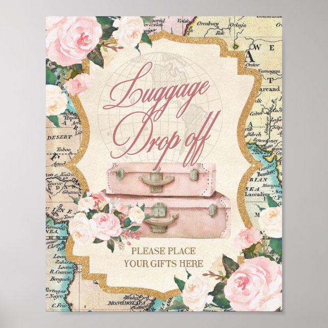 REISETHEMA GEpäCKABGABE - GESCHENK-Tischschild Poster (Vorne)