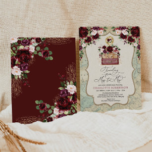 Reisethema Vintages Kartenabenteuer Brautparty I Einladung
