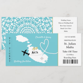 Reiseticket Boarding Pass Malta Wedite Invite Einladung