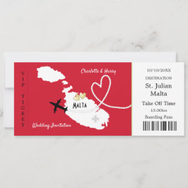 Reiseticket Boarding Pass Malta Wedite Invite Einladung