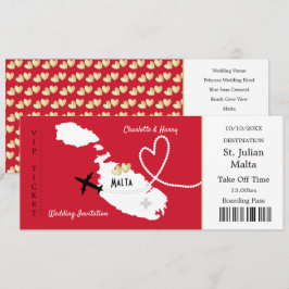 Reiseticket Boarding Pass Malta Wedite Invite Einladung