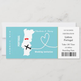 Reiseticket Boarding Pass Portugal Hochzeit Einladung