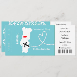 Reiseticket Boarding Pass Portugal Hochzeit Einladung