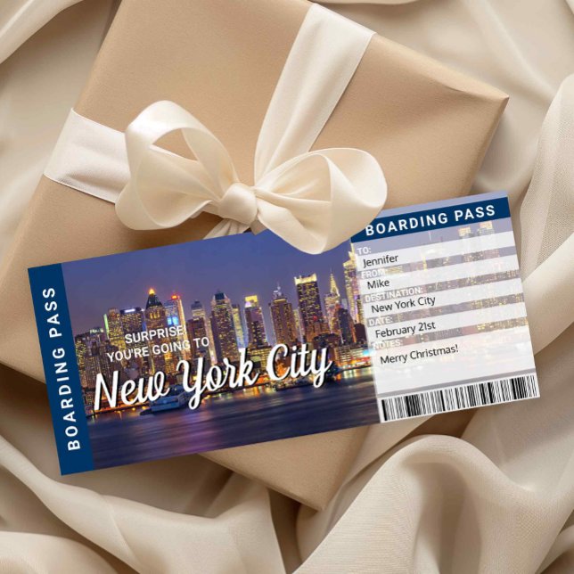 Reiseüberraschung für New York City - Bordkarte Einladung (New York City Trip Surprise Boarding Pass)