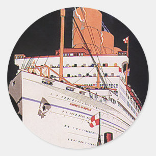 Reiseverkehr der Vintage-Zeit Kreuzfahrtschiff bei Runder Aufkleber