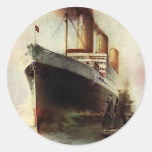 Reiseverkehr Kreuzfahrtschiff auf See im Vintage-S Runder Aufkleber