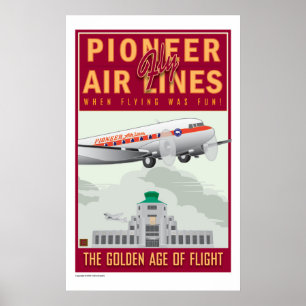 REISEVERKEHR Pioneer Air Lines Poster