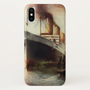 Reiseverkehr-Schiff auf See im Vintage-Stil iPhone X Hülle
