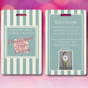 Reiseziel Abzeichen Kinder ID Kind Accessoire Ausweis