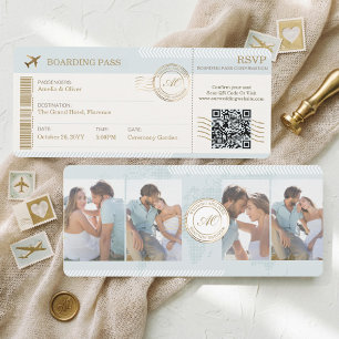 Reiseziel Bordkarte Ticket Foto Hochzeit Einladung
