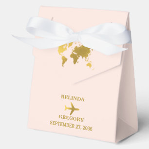 Reiseziel Hochzeit Welt Reisepass Rosa Gold Geschenkschachtel