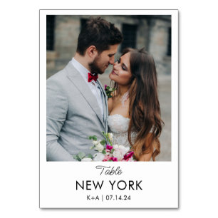 Reiseziel-Hochzeitsfoto & Name  Tischnummer