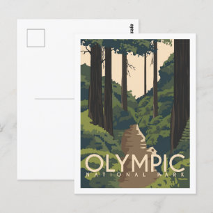 Reiseziel-Illustration Olympic-Nationalpark Postkarte