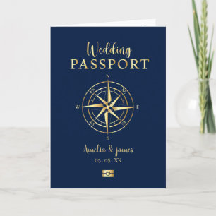 Reiseziel Kompass Hochzeitgold Imitate Einladung