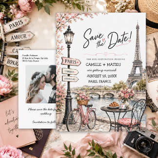 Reiseziel Paris, Frankreich Foto Save-the-Date Ankündigungspostkarte