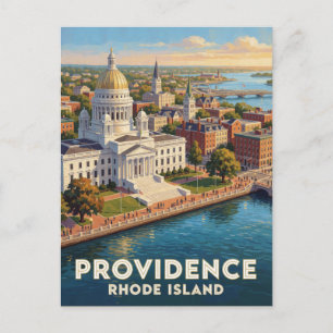 Reiseziel Providence Rhode Island am Flussufer Postkarte