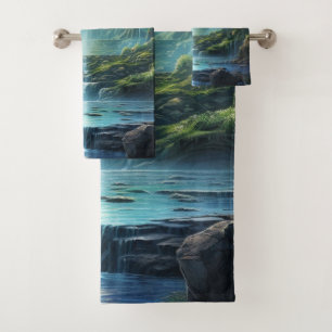 Reiseziel Wasserfall Unsere Welt Badhandtuch Set
