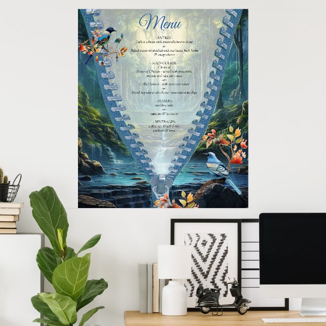 Reiseziel Wasserfall Unsere Welt Poster (Heimbüro)