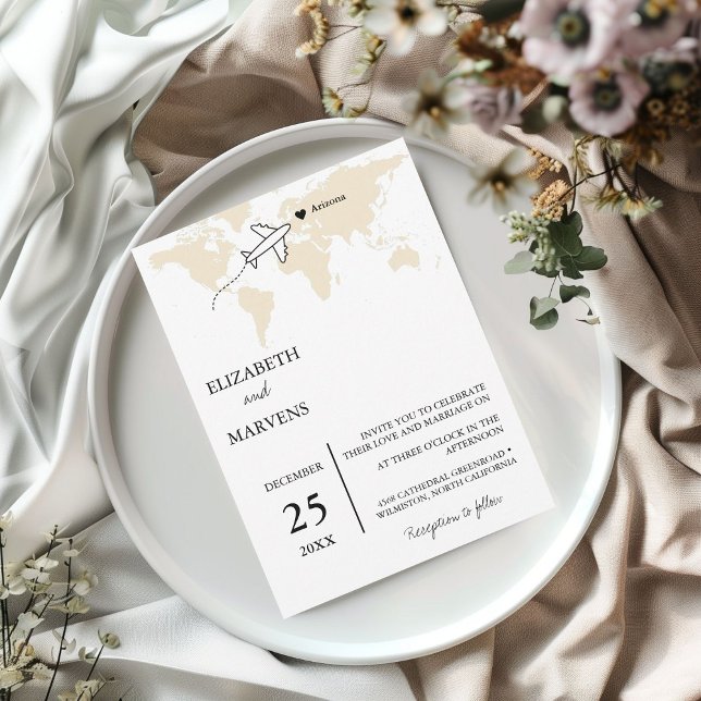 Reiseziel Weltkarte Hochzeit Einladung (Von Creator hochgeladen)