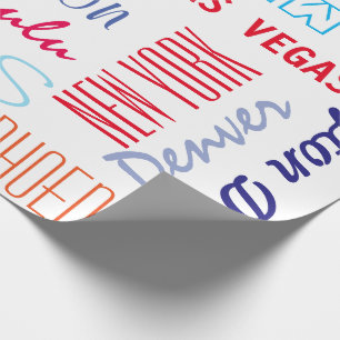 Reiseziele bis zu 16 Städtenamen oder -wörter Geschenkpapier