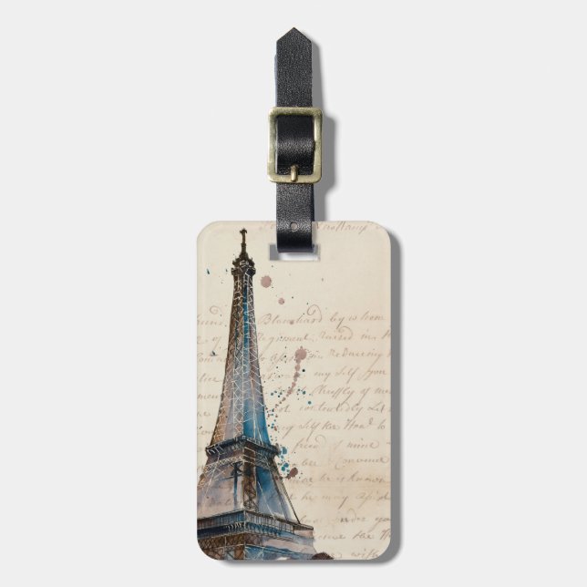 Reiseziele | Buchstaben aus dem Eiffelturm Gepäckanhänger (Vorderseite vertikal)