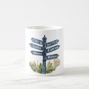 Reiseziele der Welt Madrid London Athen Kaffeetasse