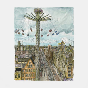Reiseziele   European Swing Ride Watercolor Fleecedecke