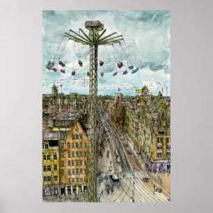 Reiseziele   European Swing Ride Watercolor Poster