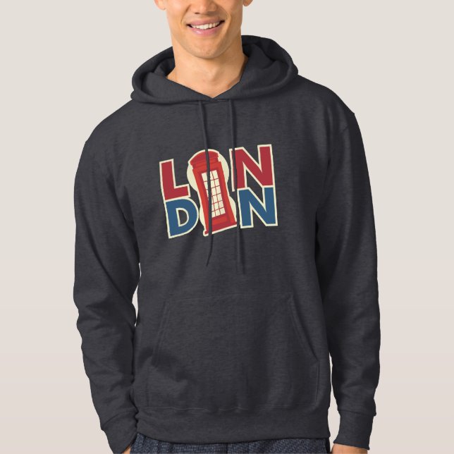 Reiseziele London Blue Red Phone Box Hoodie (Vorderseite)