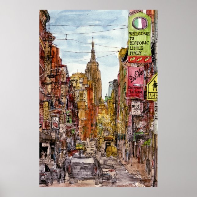 Reiseziele | New York City View of Little Italy Poster (Vorne)