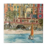Reiseziele | Strand und Gebäude in Aquarellfarben Fliese<br><div class="desc">Eine wunderschöne Aquarell- und Farbgestaltung, erstellt von der brillanten Melissa Wang, die Ihnen von der World Art Group zur Verfügung gestellt wurde. Im Vordergrund dieses Stückes sehen wir ein kleines Segelboot direkt vor der Küste einen kleinen Strand, bevölkert von einer Reihe von Gegenständen, Menschen und Palmen. Diese Szene könnte in...</div>