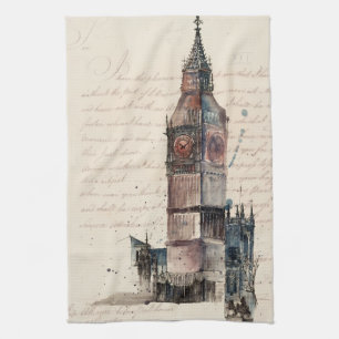 Reiseziele   Vintage Briefe von Big Ben Küchentuch