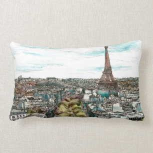 Reiseziele   Vintage Eiffelturm in Paris Ansicht Lendenkissen