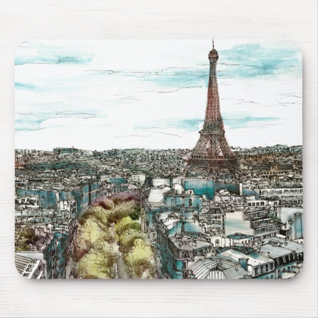 Reiseziele | Vintager Eiffelturm in Paris Mousepad (Vorne)