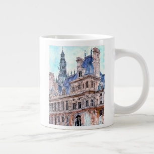 Reiseziele  Wasserfarbe Rustikales Hotel de Ville Jumbo-Tasse