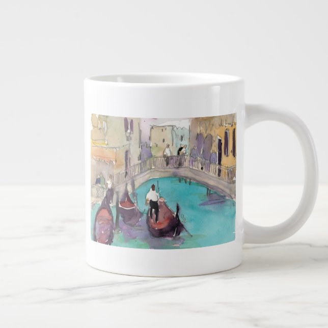 Reiseziele | Wasserfarbe Venedig Gondelfahrt Jumbo-Tasse (Rechts)