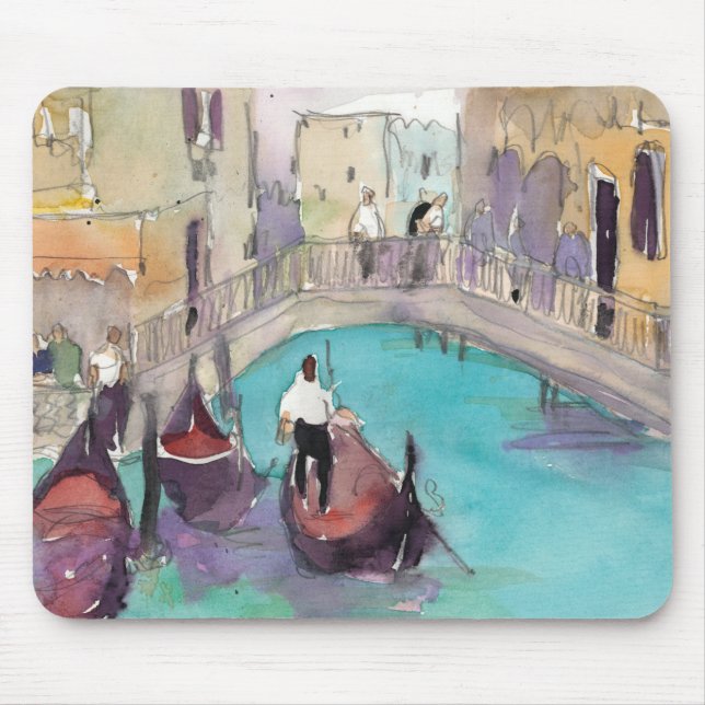 Reiseziele | Wasserfarbe Venedig Gondelfahrt Mousepad (Vorne)