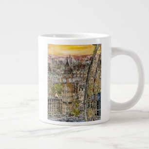 Reiseziele   Watercolor Big Ben & London Eye Jumbo-Tasse