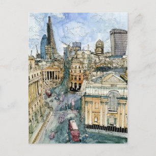 Reiseziele   Watercolor Vintag London Street Postkarte