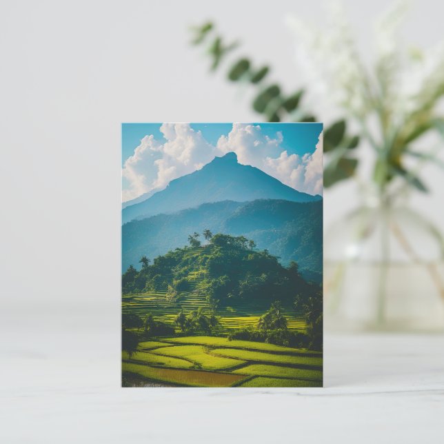 Reisfelder am Fuße des Berges Postkarte (Stehend Vorderseite)